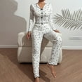 thumbnail image 4 of Women's Long Sleeve Long Pants Pajama Set - Outdoor Wear Suitable Loungewear - Black Size L, 4 of 5
