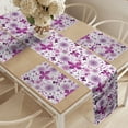 thumbnail image 2 of Ambesonne Butterfly Table Runner & Placemats, Purple Color Fauna, Placemat 4 pcs + Runner 12"x72", Purple White, 2 of 2