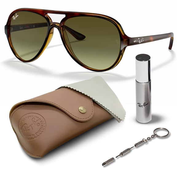 Ray-Ban RB4125 CATS 5000 CLASSIC Pilot Shaped Non-Polarized Sunglasses for Men - Includes Official RAYBAN Eyewear Kit - Ideal Formal & Casual Wear Sunglasses - Light Grey Gradient Lens