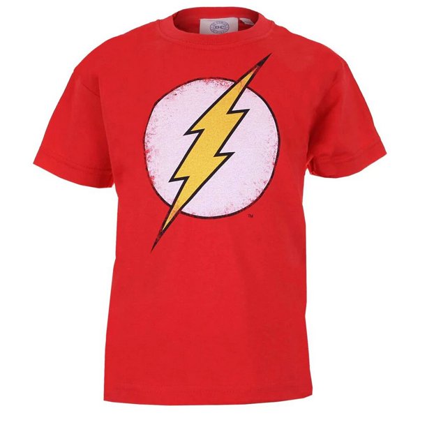 The Flash - Camiseta Logo Envejecido de Algodón Niños (Rojo)
