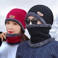 thumbnail image 2 of Winter Beanie Hat Scarf Set Warm Knit Hat Thick Fleece Lined Winter Hat Neck Warmer For Men Women, 2 of 4