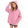 thumbnail image 2 of Lutiedan Girls Oversized Hoodies Snap Button Long Sleeve Fleece Sweatshirt Fall Casual Jacket with Pockets Size 4-14, 2 of 8
