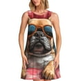 thumbnail image 1 of Fotbe French Bulldog In Sunglasses Vestido de Verano sin Mangas para Mujer – Vestido Midi Línea A, Estilo Camiseta Floral, Vestido Playero Casual y Fluido, 1 of 7