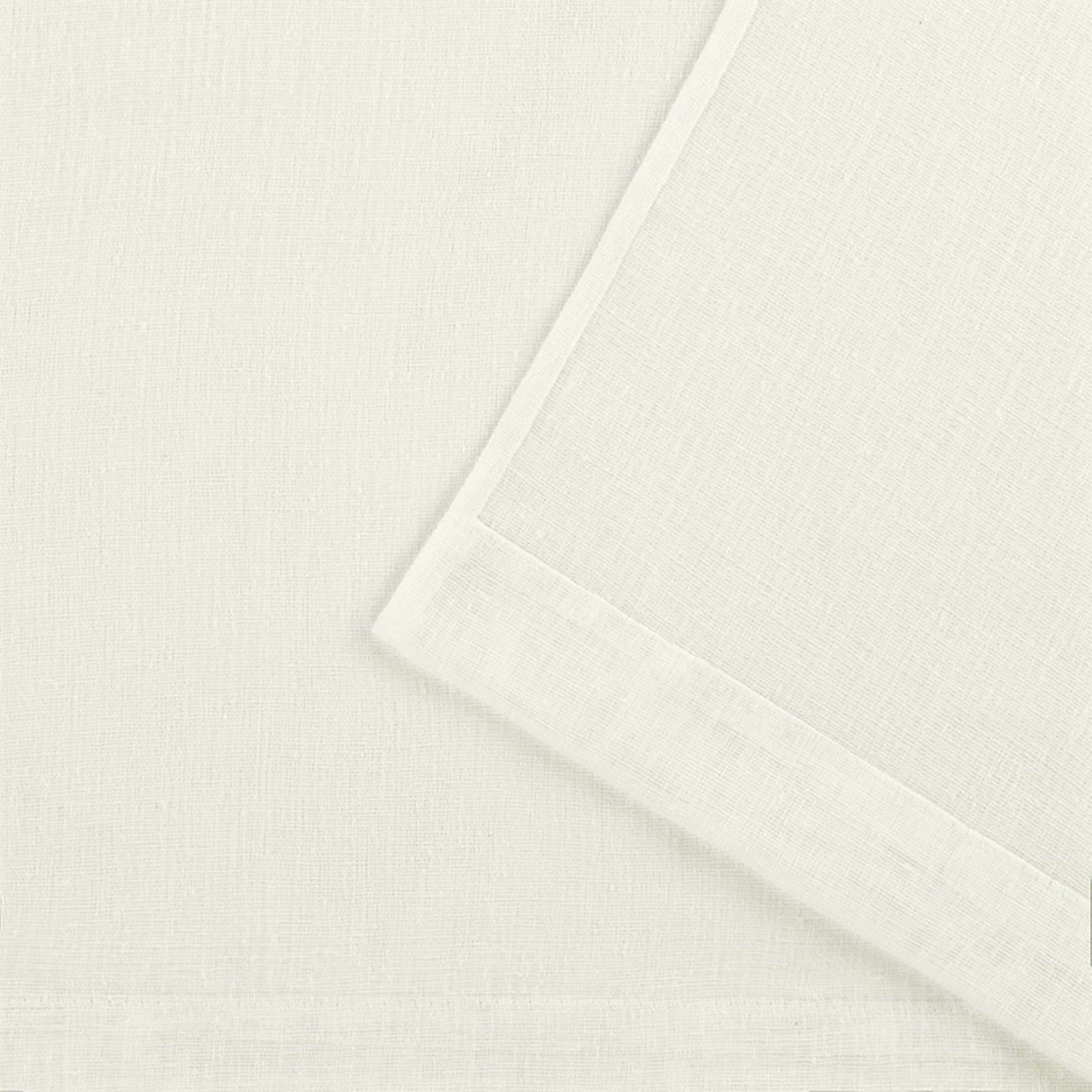 Exclusive Home Belgian Textured Linen Look Sheer Pinch Pleat/Hidden Tab Top Curtain Panel Pair, 96" Length, Snowflake