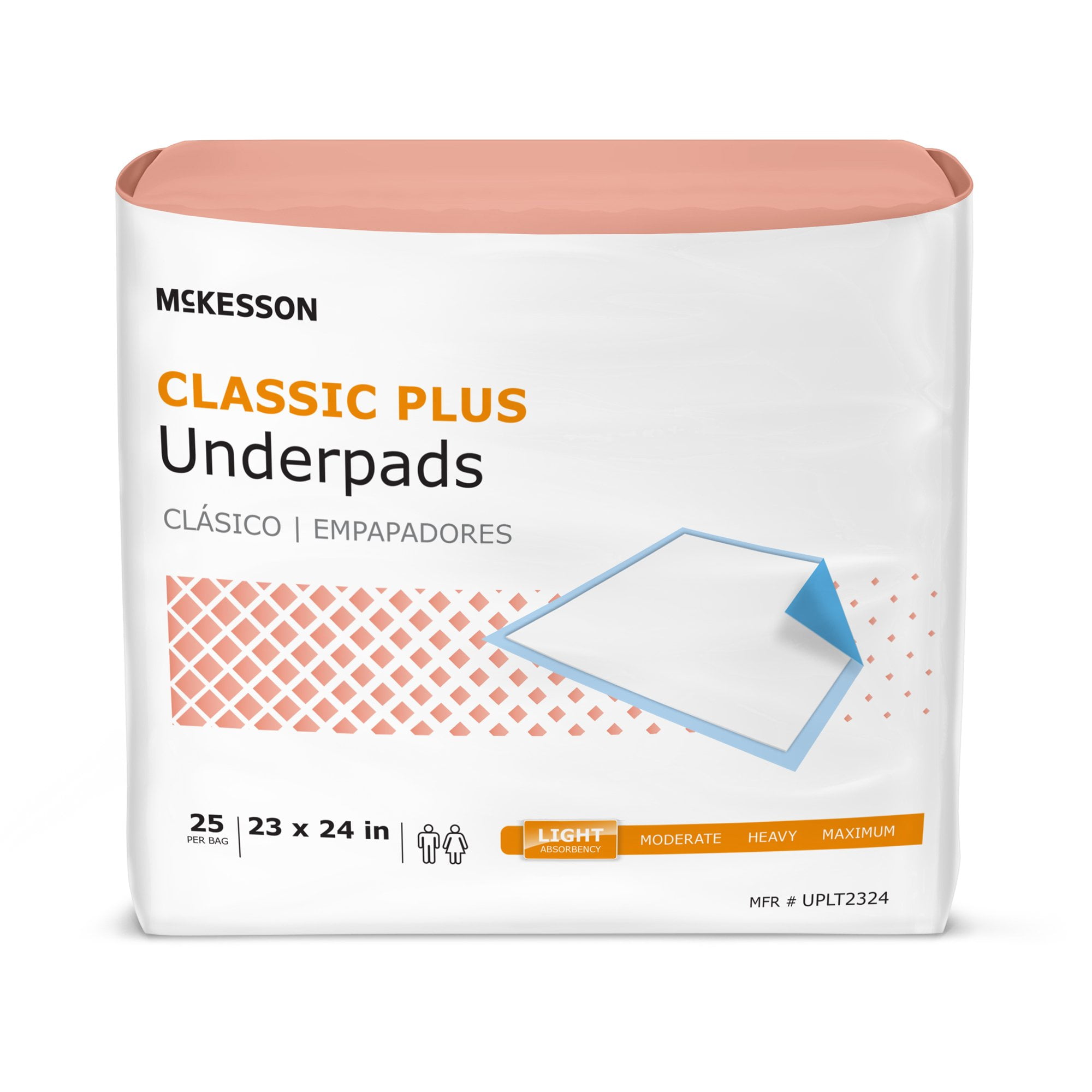 McKesson Classic Underpads, Light Incontinence Absorbency 23 in x 24
