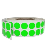 Colored Label Sticker Rolls on 1" core - Round Circle Label in Neon Green 17mm ~5/8 - Permanent Adhesive - 1220 Pack by Royal Green