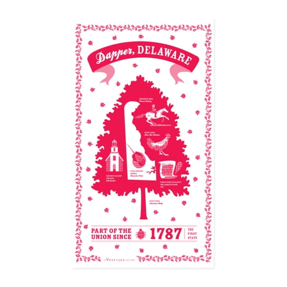 Vestiges Delaware State Souvenir Tea Towel 21.5" x 32" Eco-Friendly