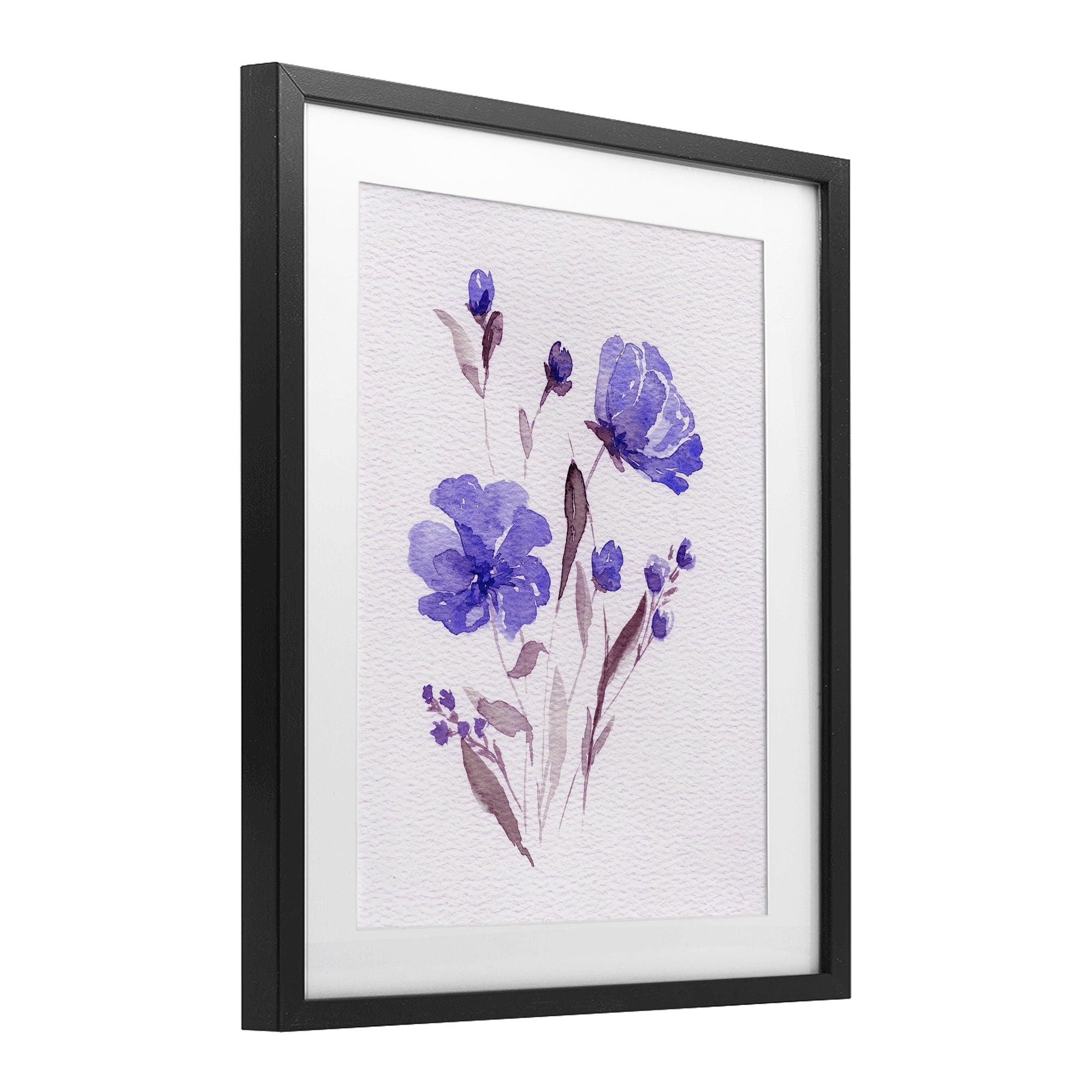 Stupell Industries Watercolor Purple Flowers Black Framed Print Under Glass, design by Leah Noel Art