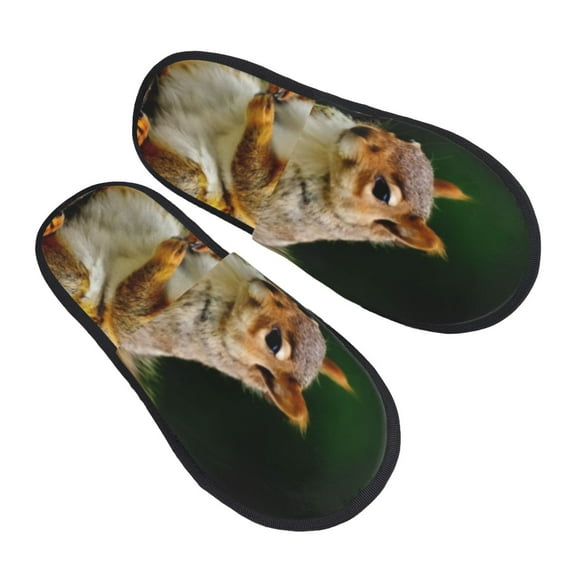Salouo Squirrels Eating Peanuts On The Tree for Soft Indoor Slippers,Unisex Fuzzy House Shoes Cozy Plush Warm Slip-on Slippers for Women Men