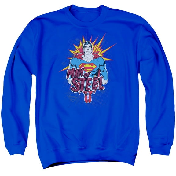 Superman Steel Pop Adult Crewneck Sweatshirt Royal Blue