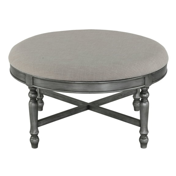 Cortesi Home Olympia Round Wooden Ottoman