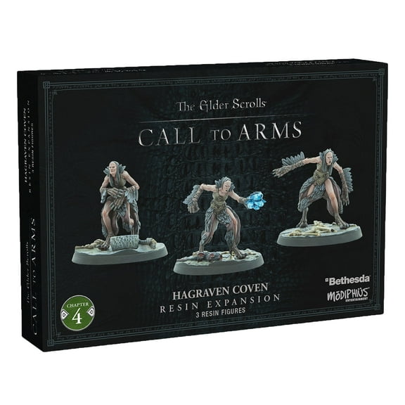 Modiphius Entertainment: The Elder Scrolls: Call to Arms: Hagraven Coven - 3 Figures, 32mm Unpainted Resin RPG Miniatures, Scenic Bases, Chapter 4