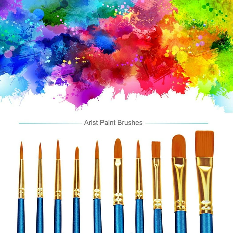 10pcs Professional Paint Brushes Set Different Pointed Tip Nylon