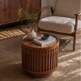 thumbnail image 2 of Round Wooden Side Table with Hidden Storage - Boho Accent Table, 2 of 10