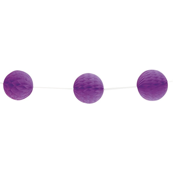 Tissue Paper Honeycomb Ball Garland, 7 ft, Purple, 1ct
