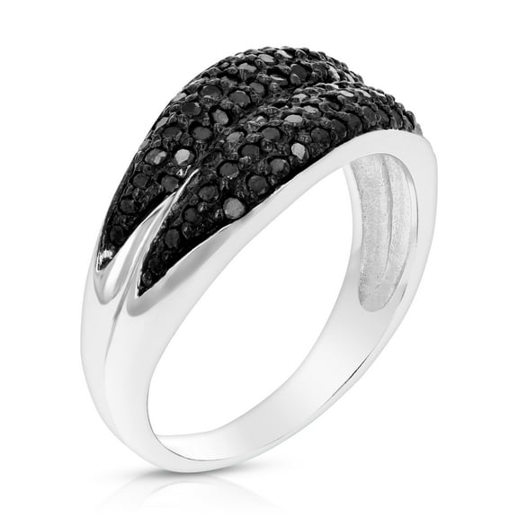 Vir Jewels 0.60 CTTW Black Diamond Wedding Ring .925 Sterling Silver with Rhodium Size 7 Female Adult