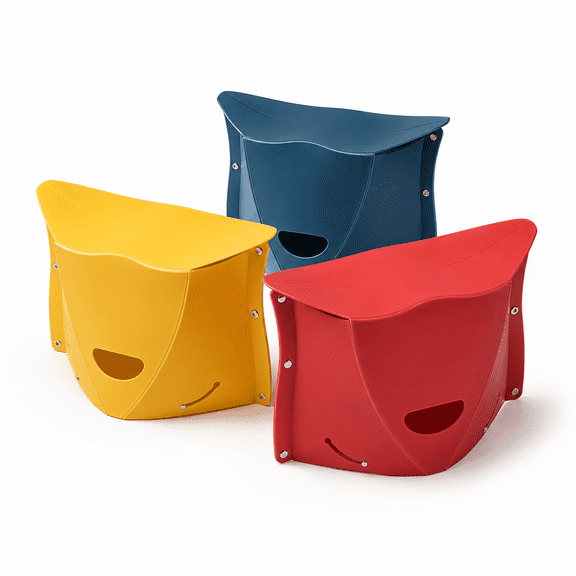 3 Pack Folding Portable Camping Hiking Stools with Handbag Function - Lightweight Collapsable Travel Chairs for BBQ,Library & Backpacking - Outdoor Ultralight Mini Step Stool Foldable