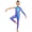 Blue, variant on Kids Girls Shiny Metallic Unitard One Shoulder Long Sleeve Jumpsuit Bodysuit for Gymnastic Dance Leotard Blue 8