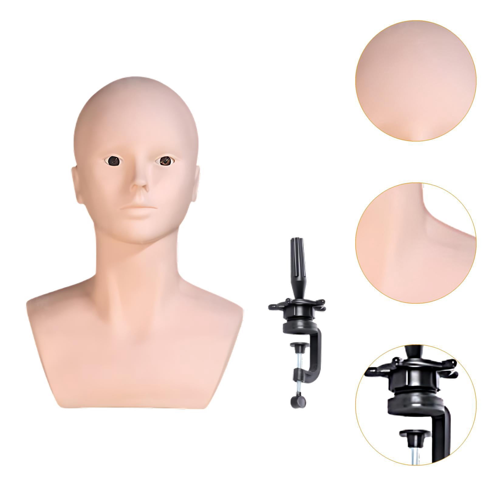 EHJRE Mannequin Bald Head,Wig Stand,Sturdy,Makeup Training Head,Professional,Lightweight Display Wig Display Head Manikin Head , with holder