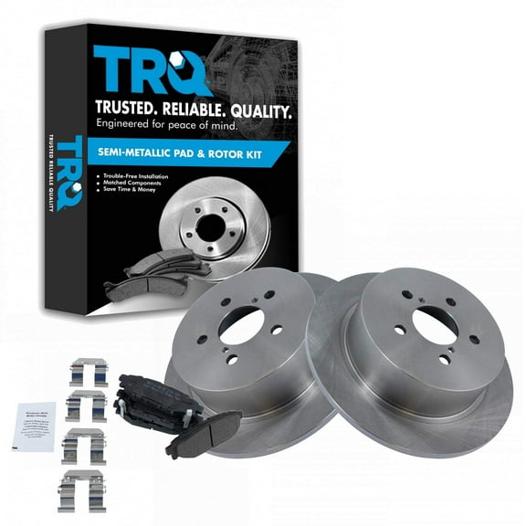 TRQ Rear Brake Pad & Rotor Kit Brake Pads Brake Rotor Semi-Metallic Fits Select 2005-2009 Subaru Legacy Outback