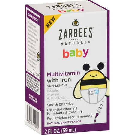 Zarbee's Naturals Baby Multivitamin with Iron Supplement Liquid, 2 fl