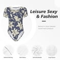 thumbnail image 4 of Kdxio Justaucorps à Manches Courtes pour Femmes, Col Rond, Modal, Doux, Confortable, Aguichant, Grande Taille, 4 of 7