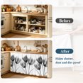 thumbnail image 4 of Tulip Black White Cabinet Curtains 28"W x 51"L,Dustproof Sink Skirt Curtain for Kitchen Bathroom,Spring Floral Botanical Bloom Adhesive Desk Skirt Privacy Curtains for Pantry Classroom Office Closet, 4 of 8
