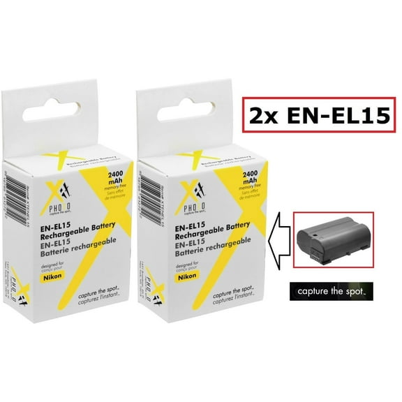 2-Pcs Super Capacity EN-EL15 Li-Ion Battery for Nikon D800 D800E D600 D610 D750