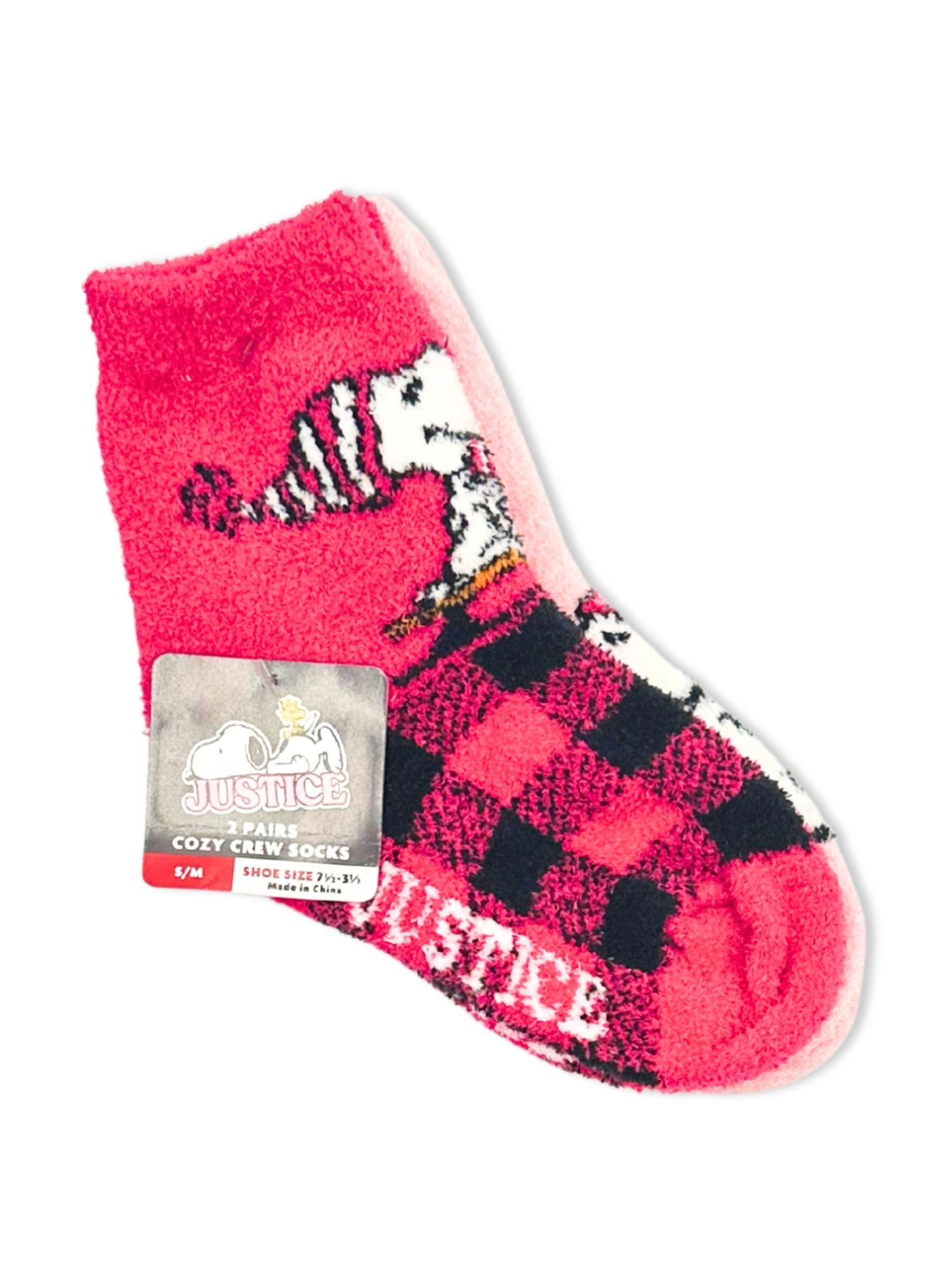 Peanuts x Justice Girls Cozy Socks, 2-Pack, Sizes S/M-M/L