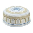 thumbnail image 2 of Flat Top  Mens Prayer Hat Beanie Embroidered Topi Yellow, 2 of 9