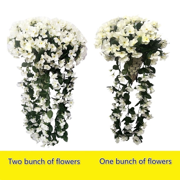 Fiudx Guirnalda de Violetas Artificiales, Decoración Floral de Seda, Elegante Planta Colgante, Fondo para Bodas, Decoración de Hogar y Oficina, Juego de 2, Tallos de 80 Cm de Largo, 220 Flores Cada U