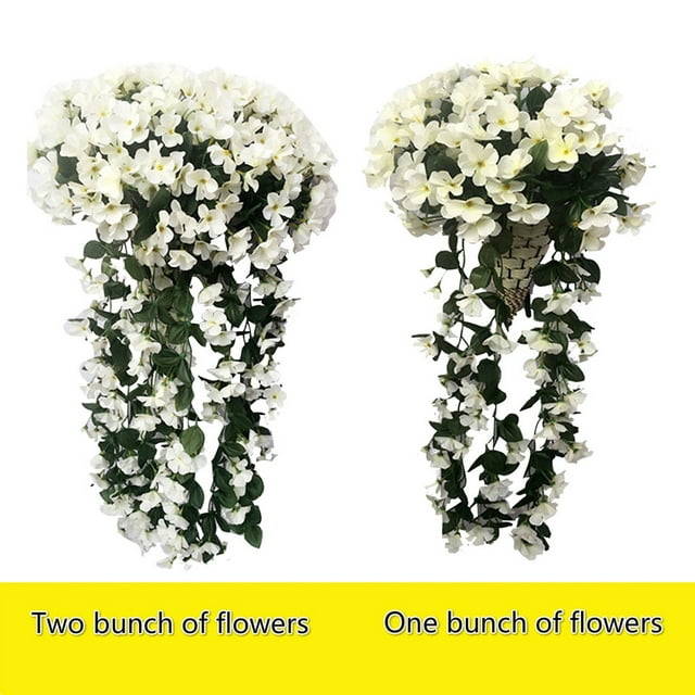 Xihbxyly Guirnalda de Violetas Artificiales, Decoración Floral de Seda, Elegante Planta Colgante, Fondo para Bodas, Decoración de Hogar y Oficina, Juego de 2, Tallos de 80 Cm de Largo, 220 Flores Cad