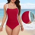 thumbnail image 5 of GEWSEY Womens Tummy Control One Piece Swimsuit Multicolor Sexy Crisscross Back Bathing Suit (Red, M), 5 of 7