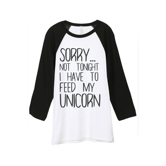 Thread Tank I Have To Feed My Unicorn Unisex 3/4 Sleeves Baseball Raglan White Black Small