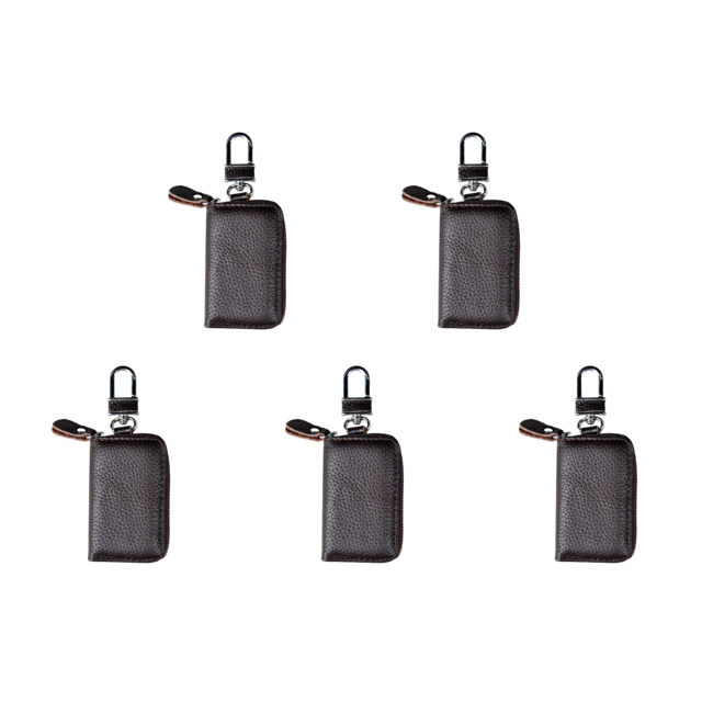 5uds. Estuche para llaves de coche Cartera con llavero de coche a la moda Caja para llaves multifuncional (café)