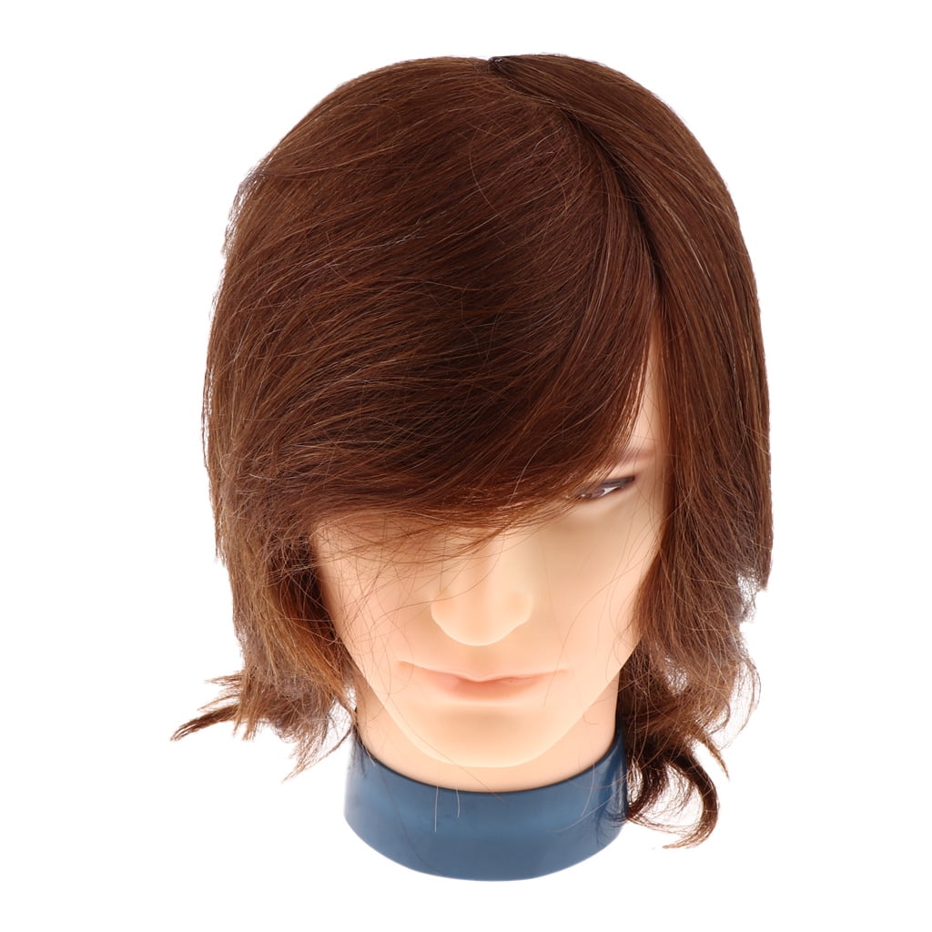 10'' Brown Male Head Hair Hairdressing Styling Mannikin
