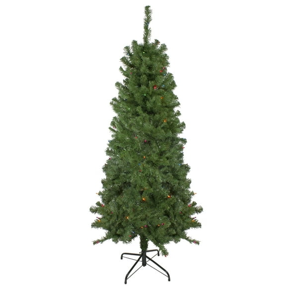Northlight 6' Pre-Lit Alberta Pine Slim Artificial Christmas Tree - Multi Lights