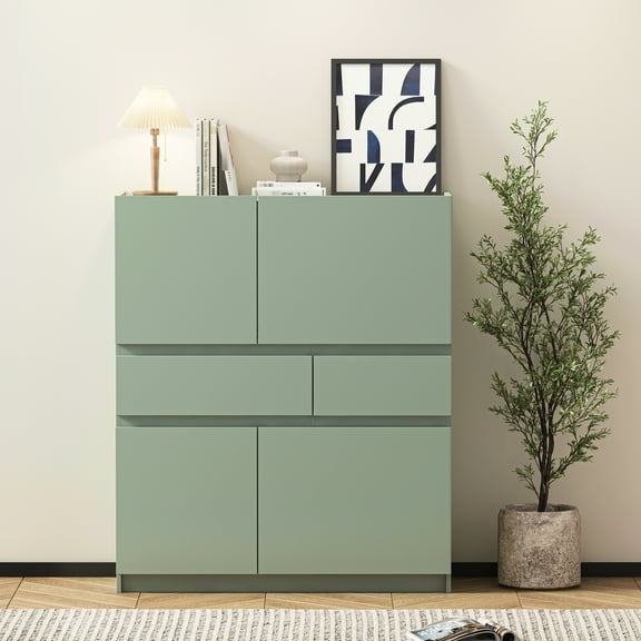 Wooden 4-door 2 Storage Cabinet For Home Office Organization Spacious Pale With 4 Doors And 2 Drawers Craft Supplies