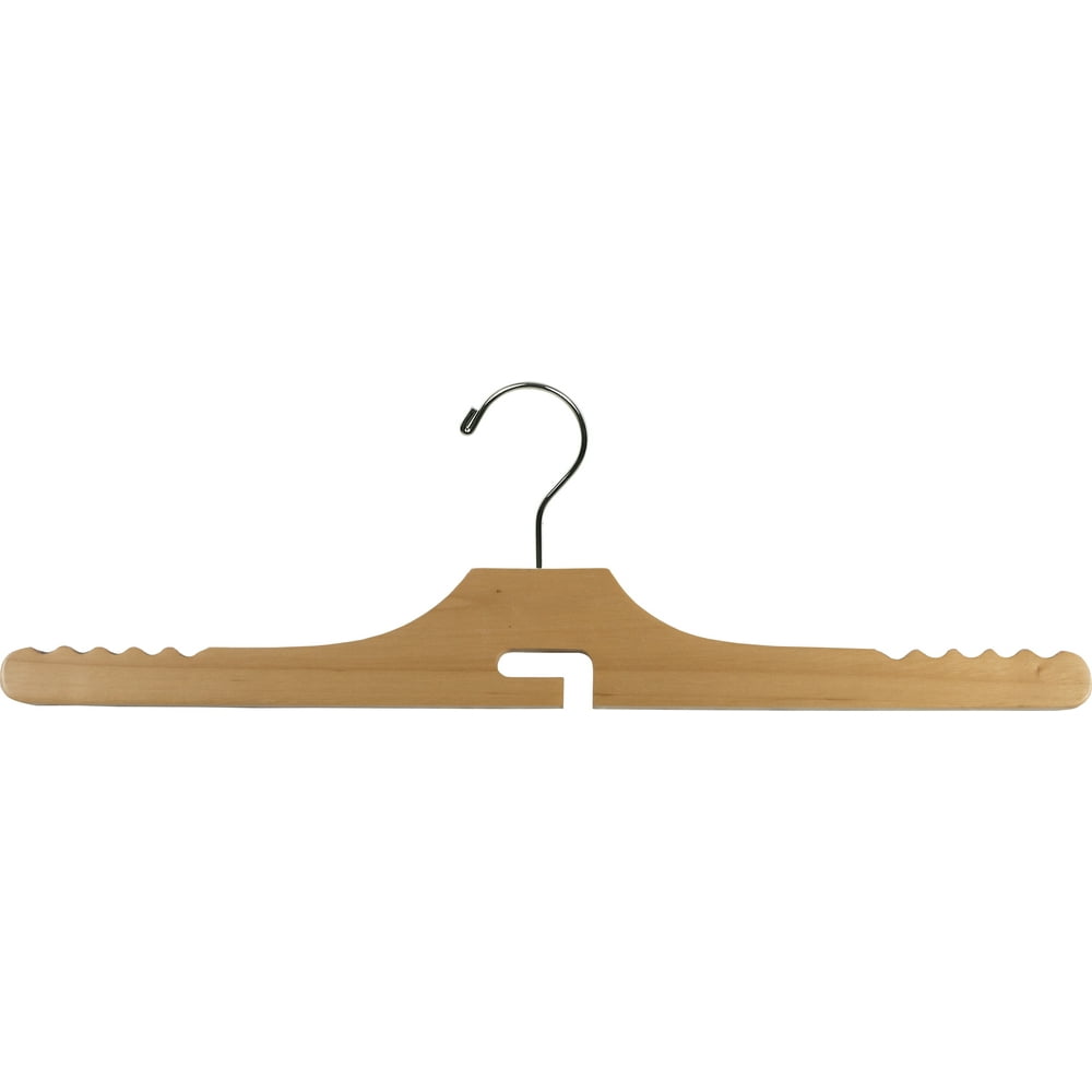 Wooden Jeans Hanger with Natural Finish, (Box of 5) Solid Wood Wrinkle