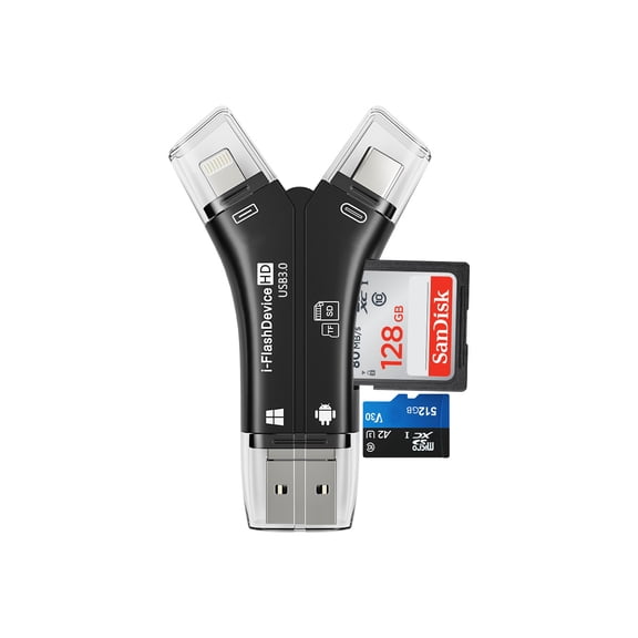 SD Card Reader for iPhone/ipad/Android/Mac/Computer/Camera,4 in1 Micro SD Card Reader Trail Camera Viewer,Portable Memory Card Reader SD Card Adapter for SD and TF Cards