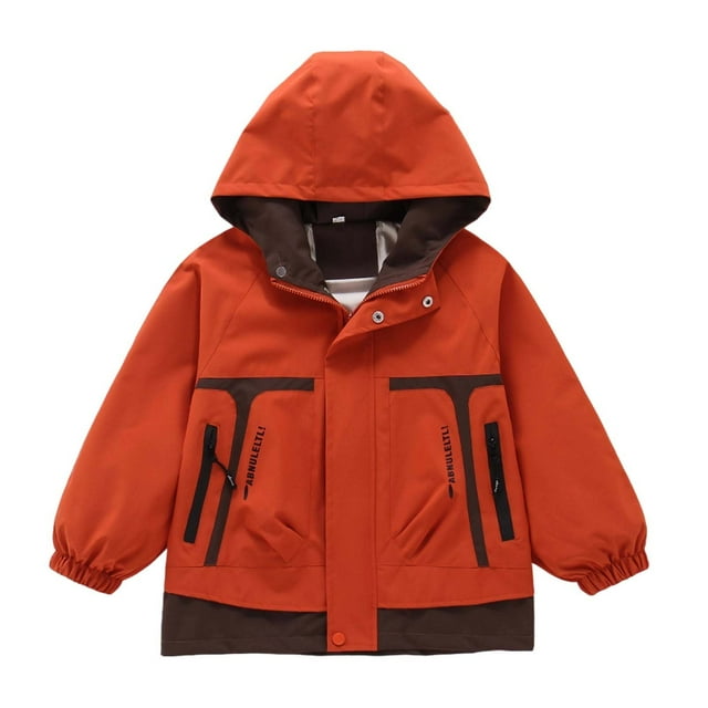 WEIYLL Tops for Boys Trendy Lightweight Windbreaker Spring Autumn Breathable With Zipper Pockets Orange Jacket for 6-7 Years