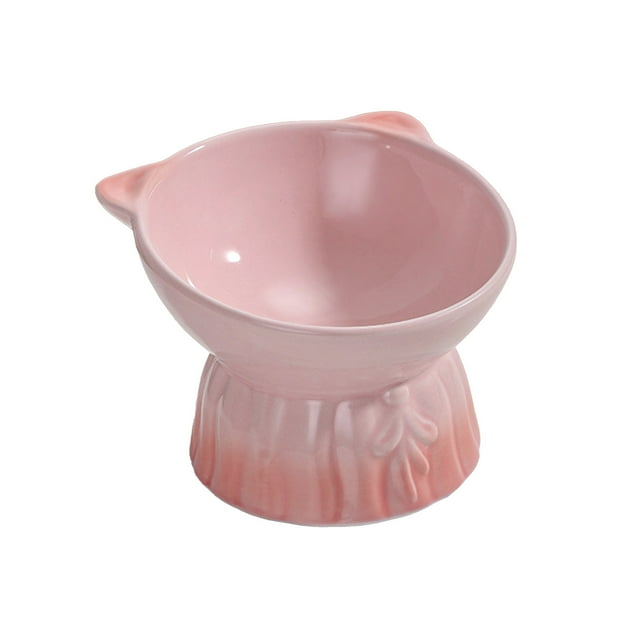C Elevated Ceramic Pet Bowl C Tilted Cat Dog Food Dish For Spine Protection Kitchen Dining Use