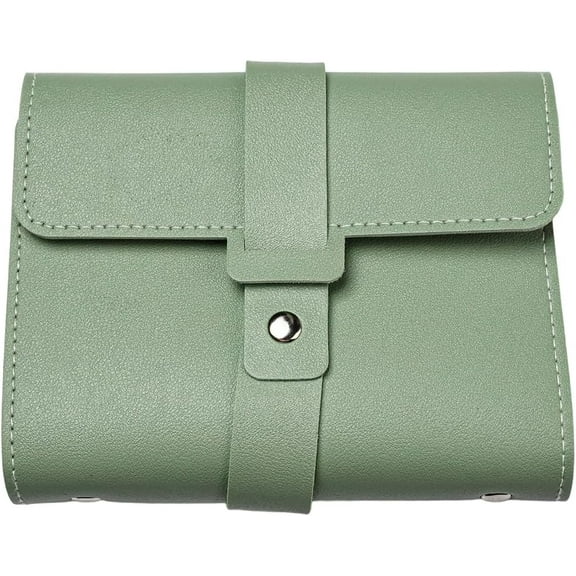 42 Pairs Foldable Book Design Travel Jewelry Storage Case Charms Holder Case Portable Stud Bag PU Leather Earring Organizer for Women Earring Bracelets Necklace Ring (Green)