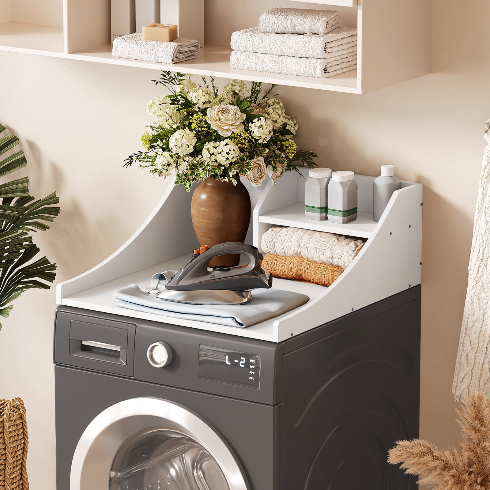 Tarnorci 27 Single Counter Top for Washer Dryer with Storage Shelf，Side Edge,Laundry Room Organization Accessories