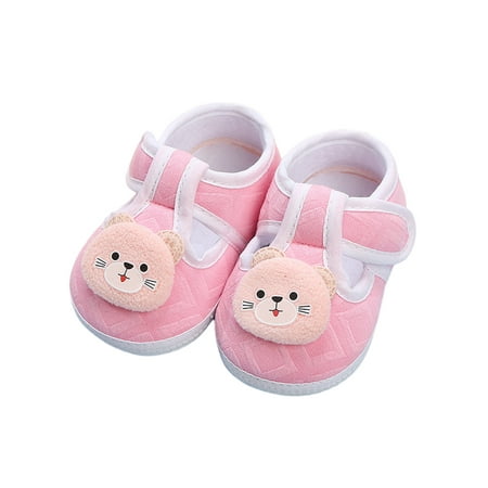 

UKAP Infant Cotton Sneakers Soft Sole Crib Shoe Cartoon Shoes Comfort Moccasins Baby Girls Boys Walking Flats First Walker Cute Pink 12-18 months
