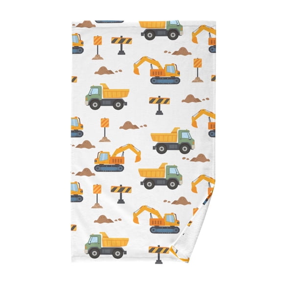 Excavators Pattern Hand Towel Cotton 16x28 in Soft Absorbent Quick Dry Bath Face Towel