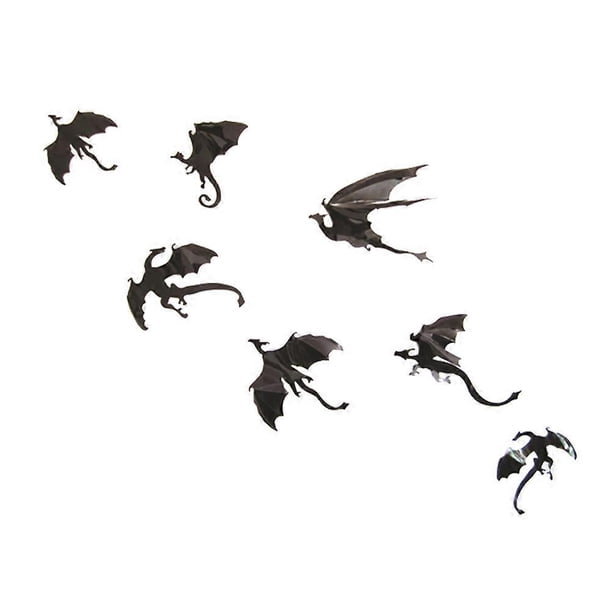 7 Pcs Spider Stickers Halloween Bat 3d Decorations Dragon Stickers Bat Scary Wall Decal