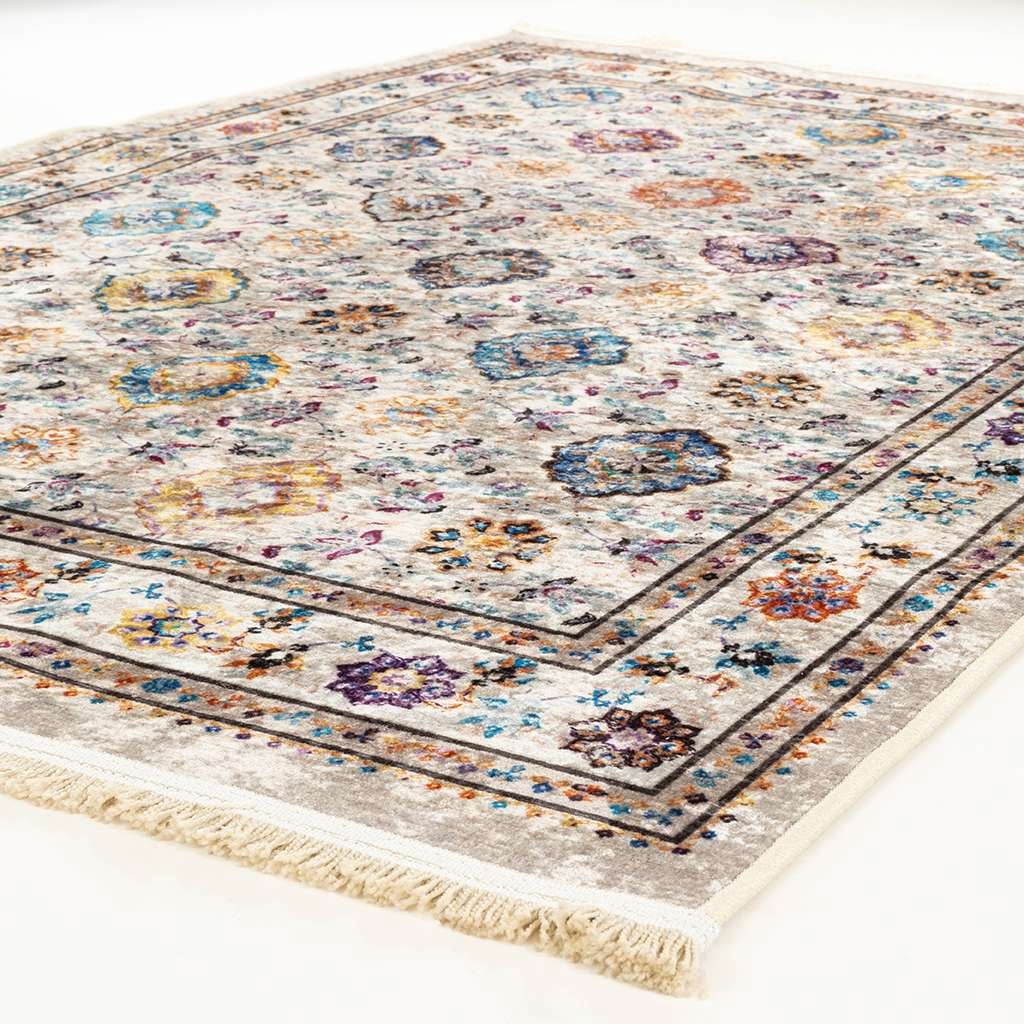 Alfa Rich 3x5 Area Rugs, Ultra-Thin, Boho, Multi Color Floral Rug, Non-Slip, Machine Washable, Easy Clean, Pet Friendly Runner Rugs, Laundry Rugs