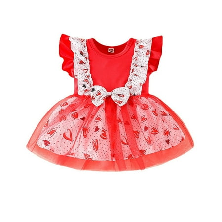 

ViLaViDe Valentine s Day Toddler Baby Girls Sleeveless Cartoon Patchwork Tulle Dress Princess Dress Outfits