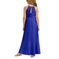 thumbnail image 5 of VNKIDY Girls Kids Solid Color Maxi Dress Spaghetti Strap Sleeveless Ruched Bodice Formal Party Dress For Party Special Events Trendy Dress, 5 of 6